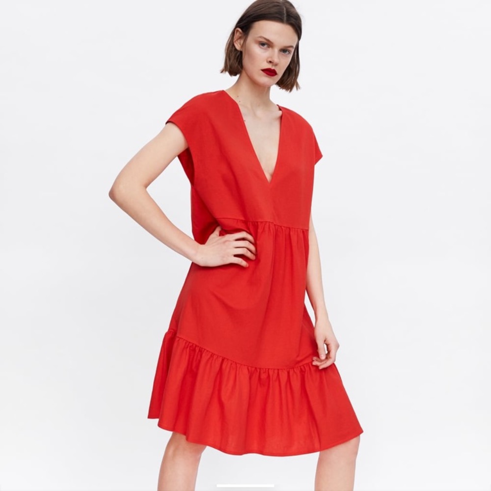 Coral Zara Ruffle Dress